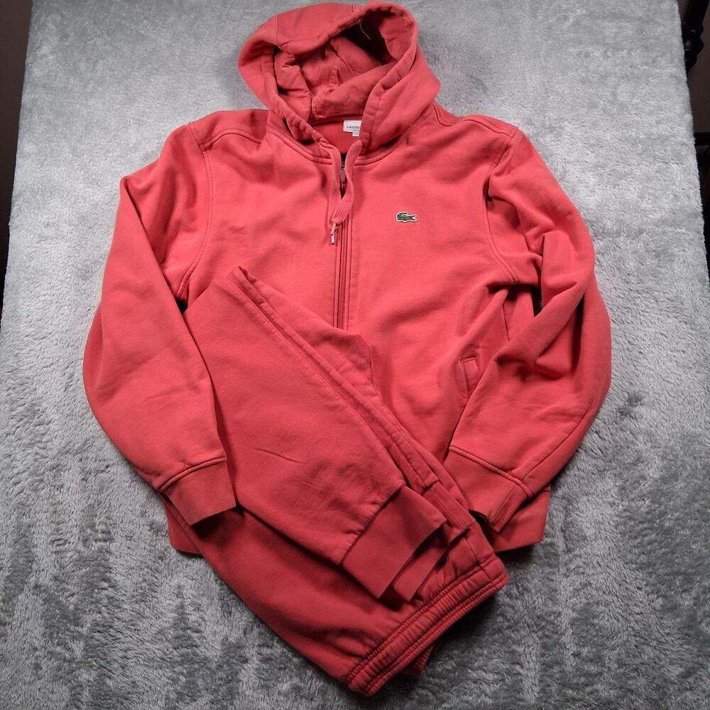 Lacoste Sport Tracksuit Mens 3XL Red Classic Fit Zip Hoodie Jogger Sweatpants